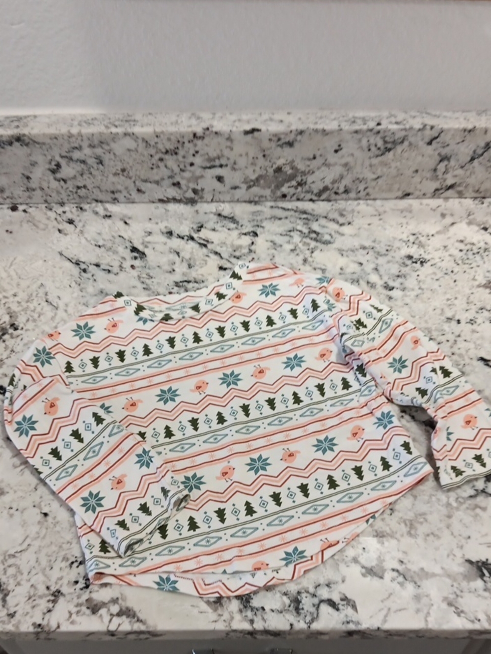 dip Kids Top White with Green, Teal, Rust, Pink Pattern